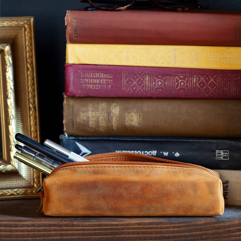 Londo Genuine Leather Zipper Pen, Pencil & Cosmetic Case - Image 4